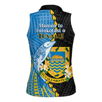 Tuvalu Independence Day Women Sleeveless Polo Shirt Manuia te tutokotasi o Tuvaluan Dolphin Tattoo
