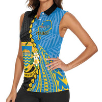 Tuvalu Independence Day Women Sleeveless Polo Shirt Manuia te tutokotasi o Tuvaluan Dolphin Tattoo
