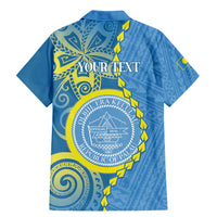 Personalised Palau Independence Day Family Matching Mermaid Dress and Hawaiian Shirt Belau Coat Of Arms Polynesian Curve Style