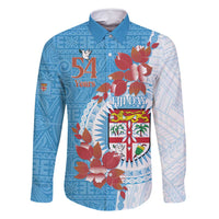 Personalised Fiji Day Family Matching Tank Maxi Dress and Hawaiian Shirt Fijian Tapa Pattern Mix Tagimoucia - Blue Version