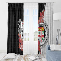 Personalised Fiji Day Window Curtain Fijian Tapa Pattern Mix Tagimoucia - Black Version