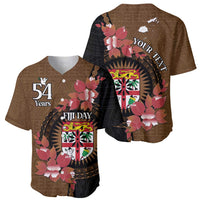 Personalised Fiji Day Baseball Jersey Fijian Tapa Pattern Mix Tagimoucia - Brown Version