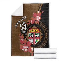 Personalised Fiji Day Blanket Fijian Tapa Pattern Mix Tagimoucia - Brown Version