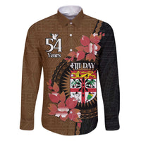 Personalised Fiji Day Family Matching Puletasi and Hawaiian Shirt Fijian Tapa Pattern Mix Tagimoucia - Brown Version