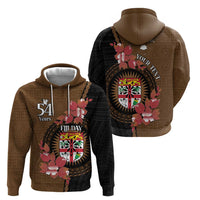 Personalised Fiji Day Hoodie Fijian Tapa Pattern Mix Tagimoucia - Brown Version