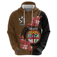 Personalised Fiji Day Zip Hoodie Fijian Tapa Pattern Mix Tagimoucia - Brown Version