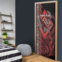 Aotearoa Iwi Ngapuhi Personalised Door Cover NZ Maori Humpback Whale Taniko Motifs LT14 - Polynesian Pride