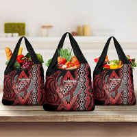 Aotearoa Iwi Ngapuhi Grocery Bag NZ Maori Humpback Whale Taniko Motifs LT14 3-pack One Size Red - Polynesian Pride