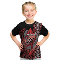Aotearoa Iwi Ngapuhi Personalised Kid T Shirt NZ Maori Humpback Whale Taniko Motifs LT14 Red - Polynesian Pride