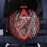 Aotearoa Iwi Ngapuhi Spare Tire Cover NZ Maori Humpback Whale Taniko Motifs LT14 No hole Red - Polynesian Pride