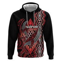 Aotearoa Iwi Ngapuhi Personalised Zip Hoodie NZ Maori Humpback Whale Taniko Motifs LT14 Pullover Hoodie Red - Polynesian Pride