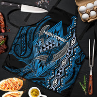 Aotearoa Iwi Ngati Porou Apron NZ Maori Humpback Whale Taniko Motifs LT14 Blue - Polynesian Pride