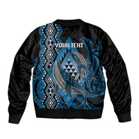 Aotearoa Iwi Ngati Porou Personalised Sleeve Zip Bomber Jacket NZ Maori Humpback Whale Taniko Motifs LT14 - Polynesian Pride