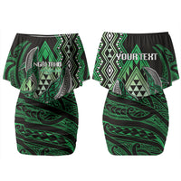 Aotearoa Iwi Ngai Tahu Personalised Couples Matching Off Shoulder Short Dress and Long Sleeve Button Shirt NZ Maori Humpback Whale Taniko Motifs LT14 - Polynesian Pride