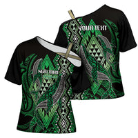Aotearoa Iwi Ngai Tahu Personalised Cross Shoulder Shirt NZ Maori Humpback Whale Taniko Motifs LT14 - Polynesian Pride