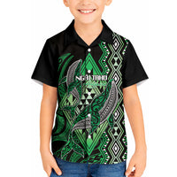 Aotearoa Iwi Ngai Tahu Personalised Kid Hawaiian Shirt NZ Maori Humpback Whale Taniko Motifs LT14 Kid Green - Polynesian Pride
