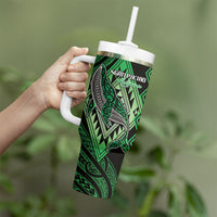Aotearoa Iwi Ngati Pikiao Personalised Tumbler With Handle NZ Maori Humpback Whale Taniko Motifs LT14 - Polynesian Pride