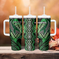 Aotearoa Iwi Ngati Pikiao Personalised Tumbler With Handle NZ Maori Humpback Whale Taniko Motifs LT14 - Polynesian Pride