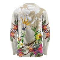 New Zealand Cacatua Galerita Long Sleeve Shirt Aotearoa Cockatoo Tropical Flowers