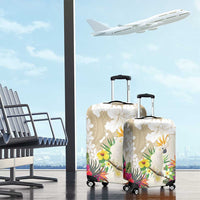New Zealand Cacatua Galerita Luggage Cover Aotearoa Cockatoo Tropical Flowers