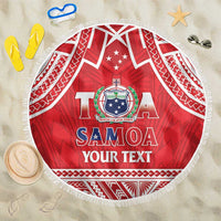 Samoa Rugby Custom Beach Blanket Toa Samoa Pacific Sporty Red - Polynesian Pride
