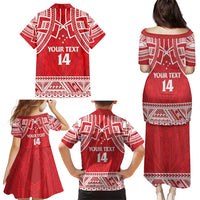 Samoa Rugby Custom Family Matching Puletasi and Hawaiian Shirt Toa Samoa Pacific Sporty Red - Polynesian Pride