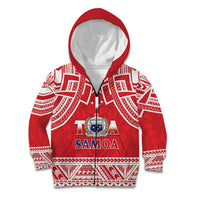 Samoa Rugby Custom Kid Hoodie Toa Samoa Pacific Sporty Red - Polynesian Pride