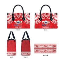 Samoa Rugby Custom Leather Bag Toa Samoa Pacific Sporty Red - Polynesian Pride