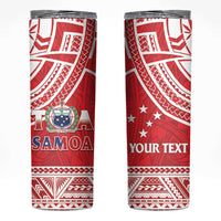 Samoa Rugby Custom Skinny Tumbler Toa Samoa Pacific Sporty Red - Polynesian Pride