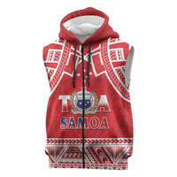 Samoa Rugby Custom Sleeveless Zip Hoodie Toa Samoa Pacific Sporty Red LT14 Red - Polynesian Pride