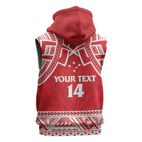 Samoa Rugby Custom Sleeveless Zip Hoodie Toa Samoa Pacific Sporty Red LT14 - Polynesian Pride