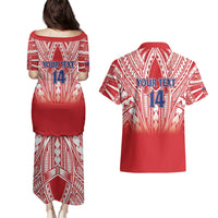 Toa Samoa Rugby Custom Couples Matching Puletasi and Hawaiian Shirt Samoa mo Samoa Polynesian Pacific Red - Polynesian Pride