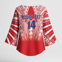 Toa Samoa Rugby Custom Kimono Sleeve Blouse Samoa mo Samoa Polynesian Pacific Red - Polynesian Pride