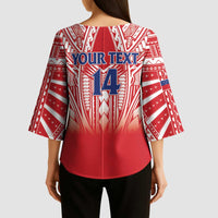 Toa Samoa Rugby Custom Kimono Sleeve Blouse Samoa mo Samoa Polynesian Pacific Red - Polynesian Pride