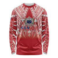 Toa Samoa Rugby Custom Long Sleeve Shirt Samoa mo Samoa Polynesian Pacific Red - Polynesian Pride