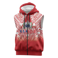 Toa Samoa Rugby Custom Sleeveless Zip Hoodie Samoa mo Samoa Polynesian Pacific Red LT14 Red - Polynesian Pride