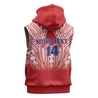 Toa Samoa Rugby Custom Sleeveless Zip Hoodie Samoa mo Samoa Polynesian Pacific Red - Polynesian Pride