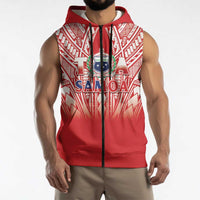 Toa Samoa Rugby Custom Sleeveless Zip Hoodie Samoa mo Samoa Polynesian Pacific Red LT14 - Polynesian Pride