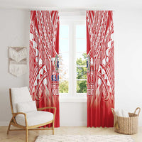 Toa Samoa Rugby Custom Window Curtain Samoa mo Samoa Polynesian Pacific Red - Polynesian Pride