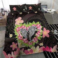 Polynesia Valentine's Day Bedding Set Hammerhead Shark Plumeria With Polynesian Pattern