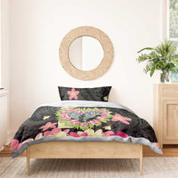 Polynesia Valentine's Day Bedding Set Hammerhead Shark Plumeria With Polynesian Pattern