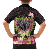 Polynesia Valentine's Day Family Matching Puletasi and Hawaiian Shirt Hammerhead Shark Plumeria With Polynesian Pattern