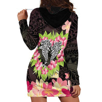 Polynesia Valentine's Day Hoodie Dress Hammerhead Shark Plumeria With Polynesian Pattern LT14 - Polynesian Pride