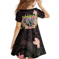 Polynesia Valentine's Day Kid Short Sleeve Dress Hammerhead Shark Plumeria With Polynesian Pattern LT14 - Polynesian Pride