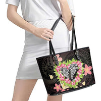 Polynesia Valentine's Day Leather Tote Bag Hammerhead Shark Plumeria With Polynesian Pattern LT14 - Polynesian Pride