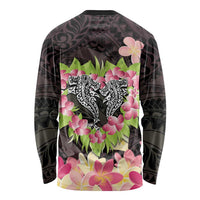 Polynesia Valentine's Day Long Sleeve Shirt Hammerhead Shark Plumeria With Polynesian Pattern LT14 - Polynesian Pride