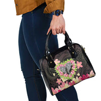 Polynesia Valentine's Day Shoulder Handbag Hammerhead Shark Plumeria With Polynesian Pattern