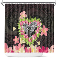 Polynesia Valentine's Day Shower Curtain Hammerhead Shark Plumeria With Polynesian Pattern