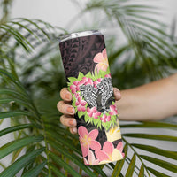 Polynesia Valentine's Day Skinny Tumbler Hammerhead Shark Plumeria With Polynesian Pattern