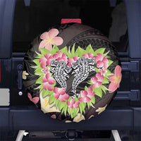 Polynesia Valentine's Day Spare Tire Cover Hammerhead Shark Plumeria With Polynesian Pattern LT14 No hole Black - Polynesian Pride